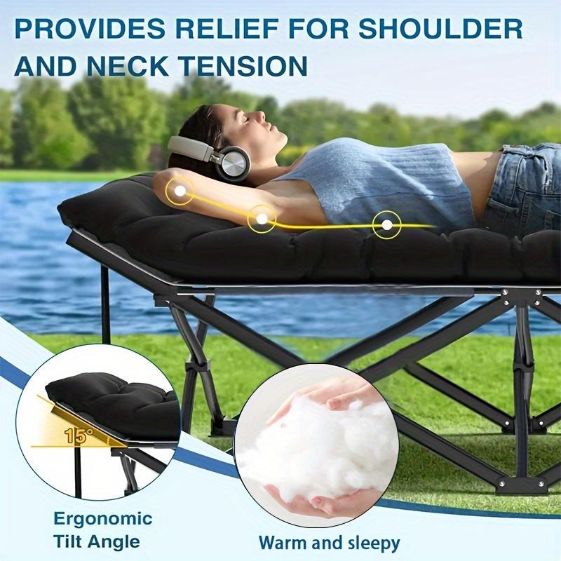 🛏️ Premium Black Heavy Duty Foldable Camp Cot with Storage Bag