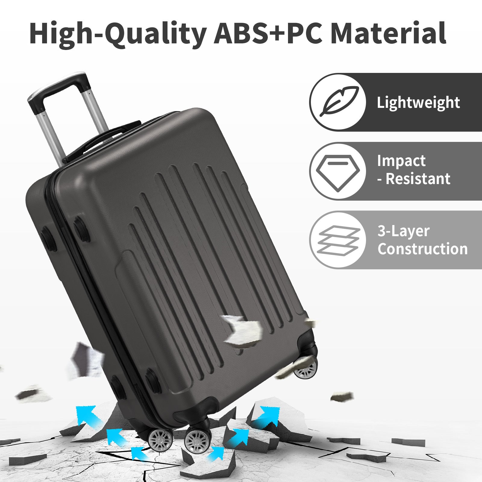 Three-In-One ABS+PC Hard Shell Luggage Set – 20", 24", 28"