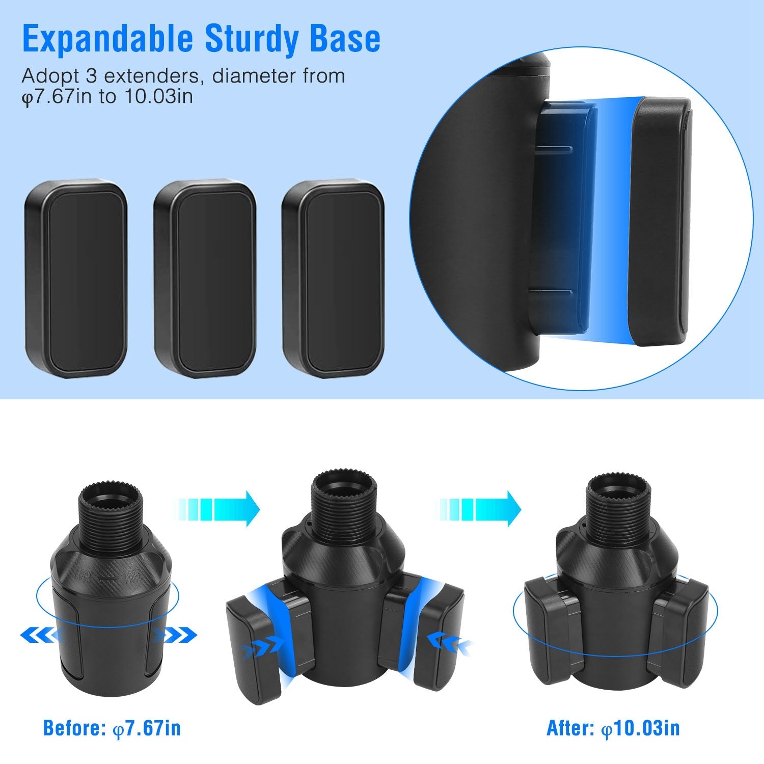 Heavy Duty 4-in-1 Rotating Car Cup Holder with Tray