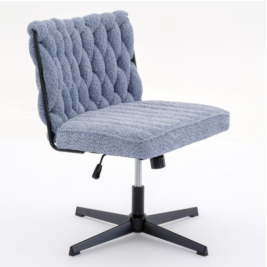 Modern Armless Office Desk Chair – Blue | Ergonomic, No Wheels