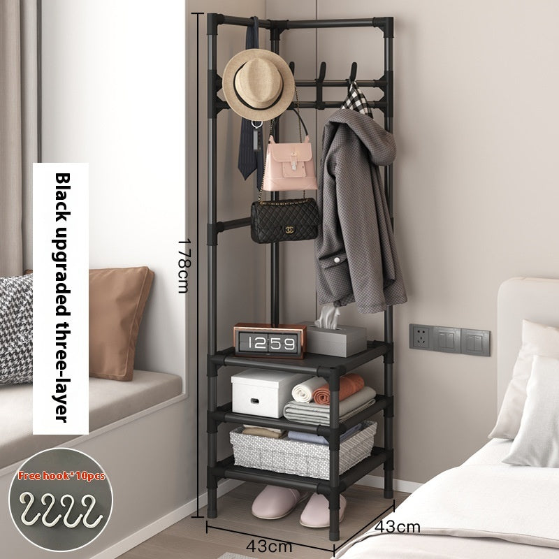 🧥 Corner Coat Rack – Multi-Layer Stainless Steel Rack with Bonus Hooks