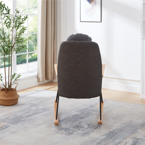 🪑 Modern Rocking Chair with Adjustable Headrest – Dark Grey | Perfect for Nursery, Bedroom, or Living Room