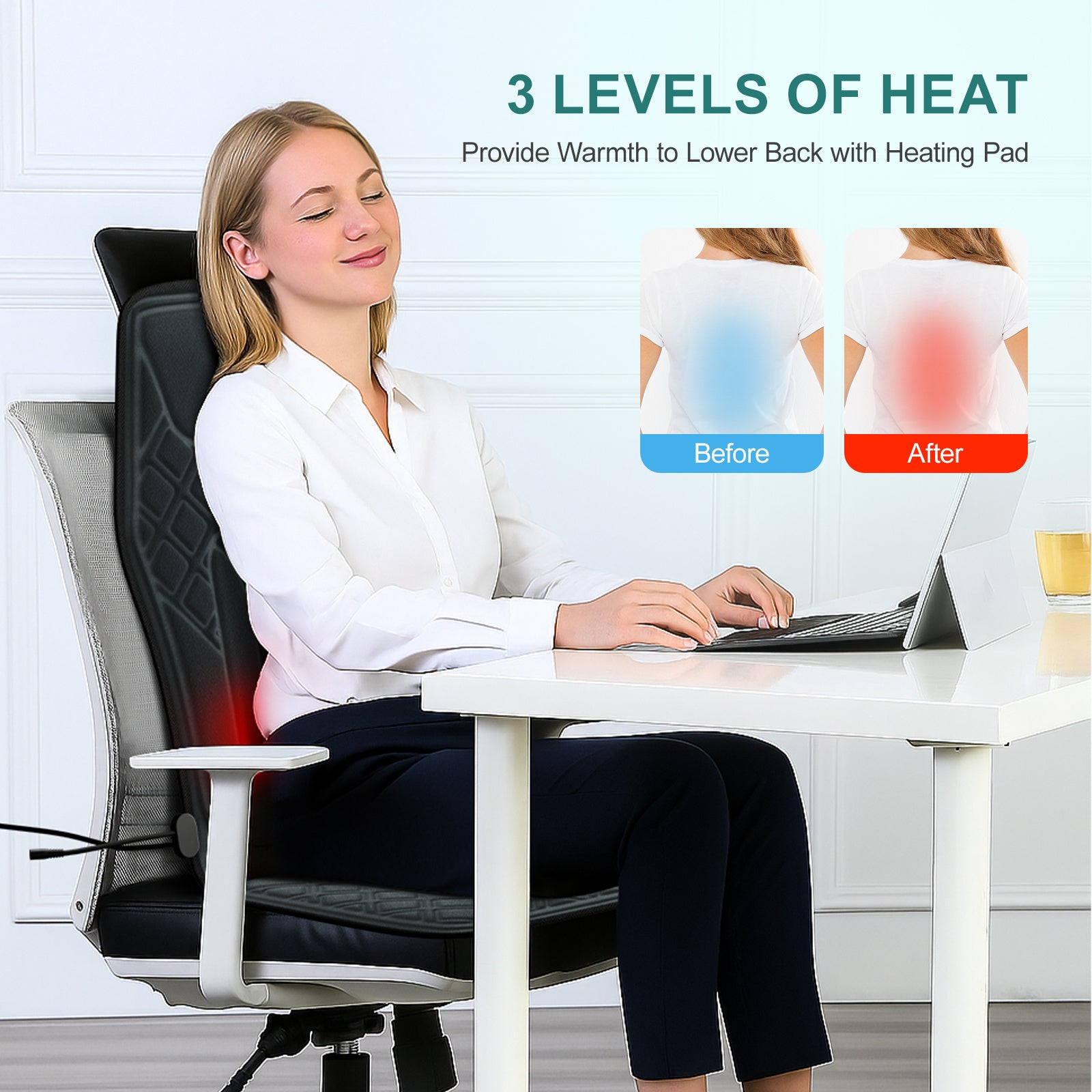 9-Mode Heated Massage Chair Pad