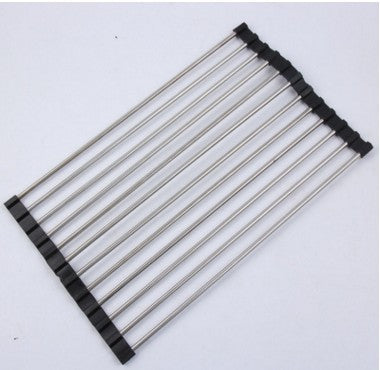 🍽️ Folding Kitchen Sink Rack – Stainless Steel Roll-Up Dish Drying Rack