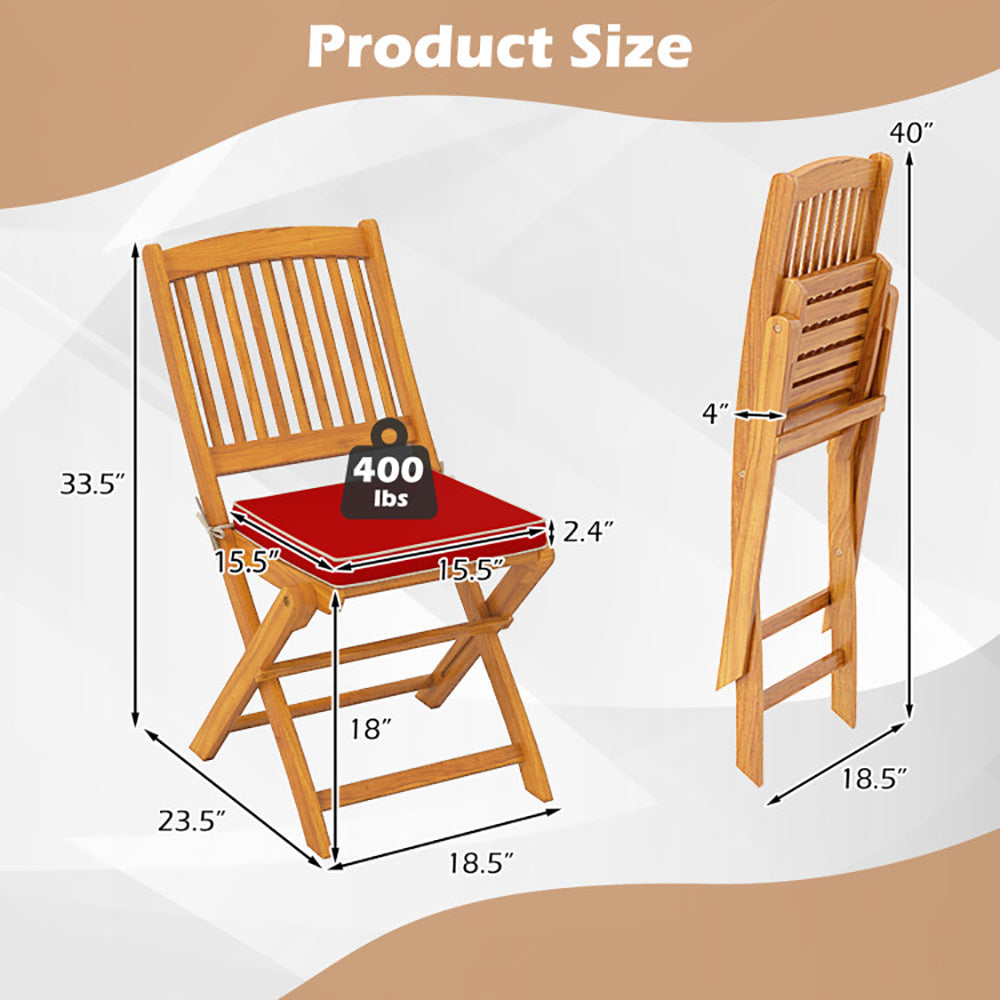 Outdoor Folding Chairs with Cushions – Set of 2