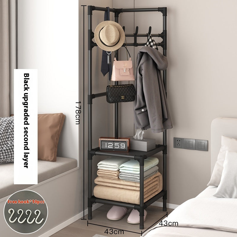 🧥 Corner Coat Rack – Multi-Layer Stainless Steel Rack with Bonus Hooks
