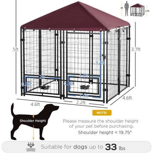 🐶 PawHut 5' x 5' Outdoor Welded Steel Dog Kennel