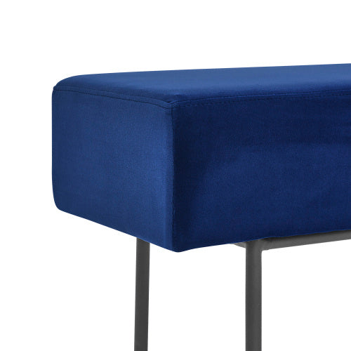 Contemporary Velvet Upholstered Bench – 45" Blue Accent Bench