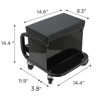 🧰 Rolling Creeper Garage Stool with 3 Built-In Drawers