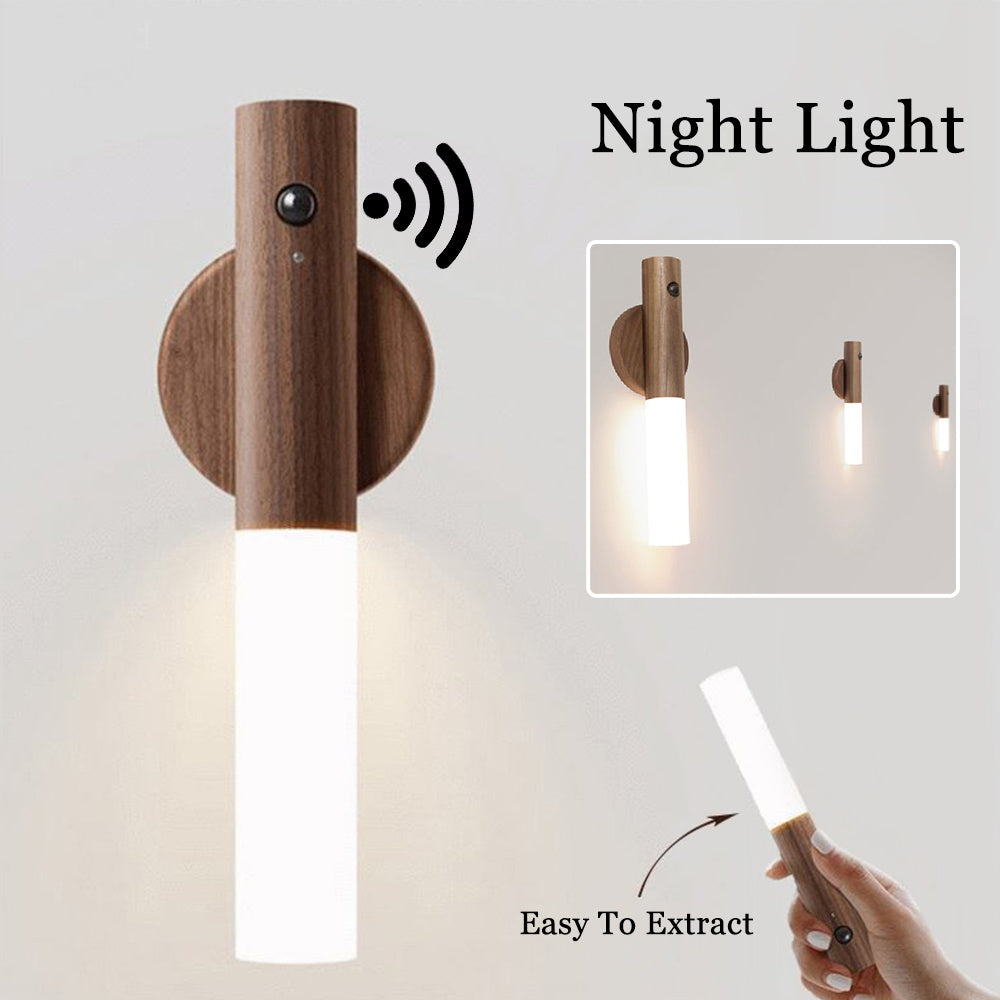 Wood Grain Wireless Motion Sensor Wall Lamp - LED & Detachable