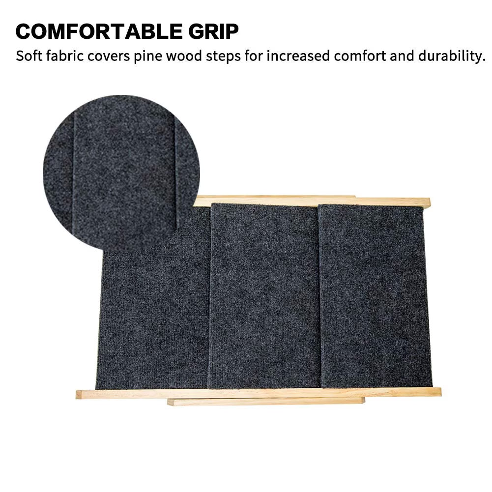 🐾 Foldable Wood Pet Stairs & Ramp – 3-Level Design