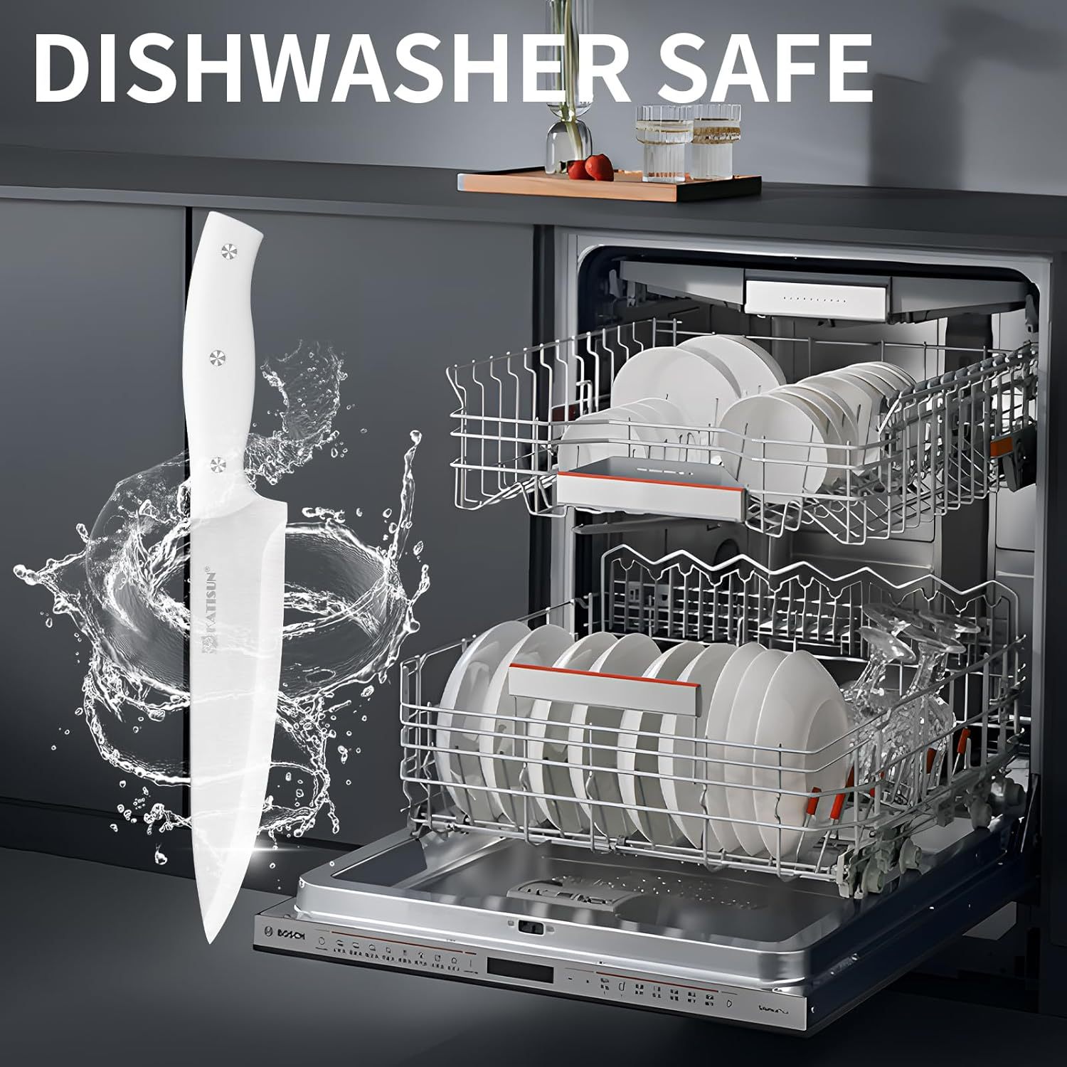 ❄️ 15-Piece Snowy-White High Carbon Stainless Steel Kitchen Knife Set