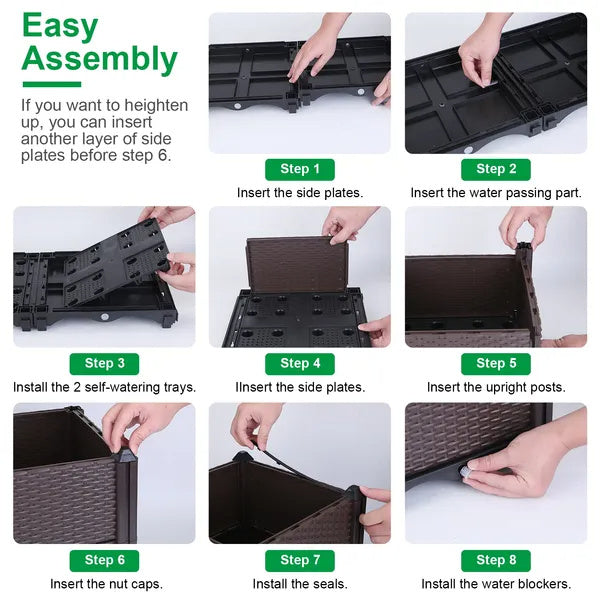 Garden & Patio Balcony Elevated Planter Box - For Flowers, Vegetables & Herbs