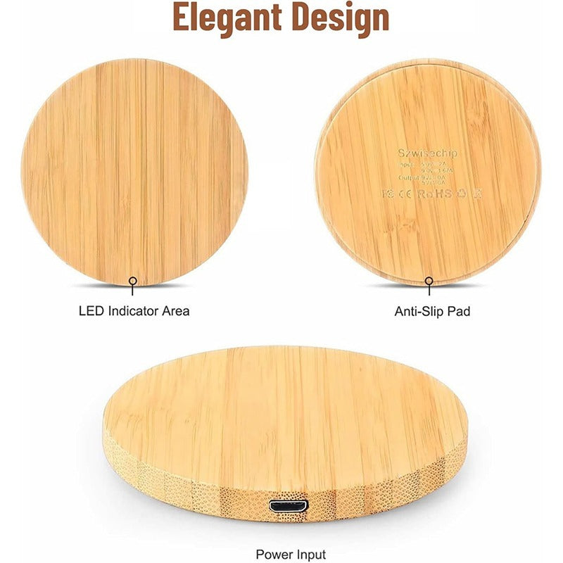 Bamboo Wireless Charging Pad – Eco-Friendly Fast Charger for Smartphones