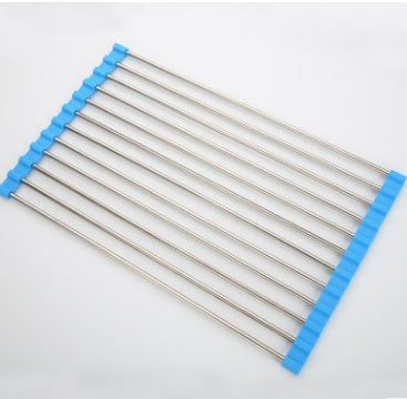 🍽️ Folding Kitchen Sink Rack – Stainless Steel Roll-Up Dish Drying Rack