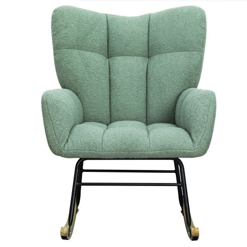 🪑 Teddy Fabric Rocking Chair – Light Green