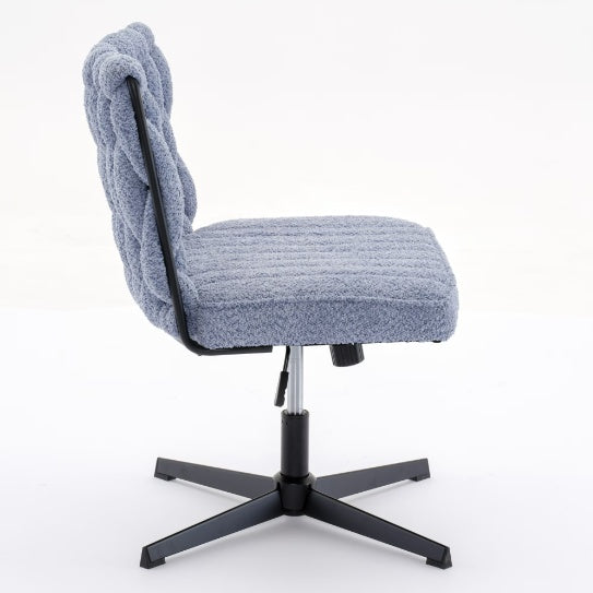 Modern Armless Office Desk Chair – Blue | Ergonomic, No Wheels