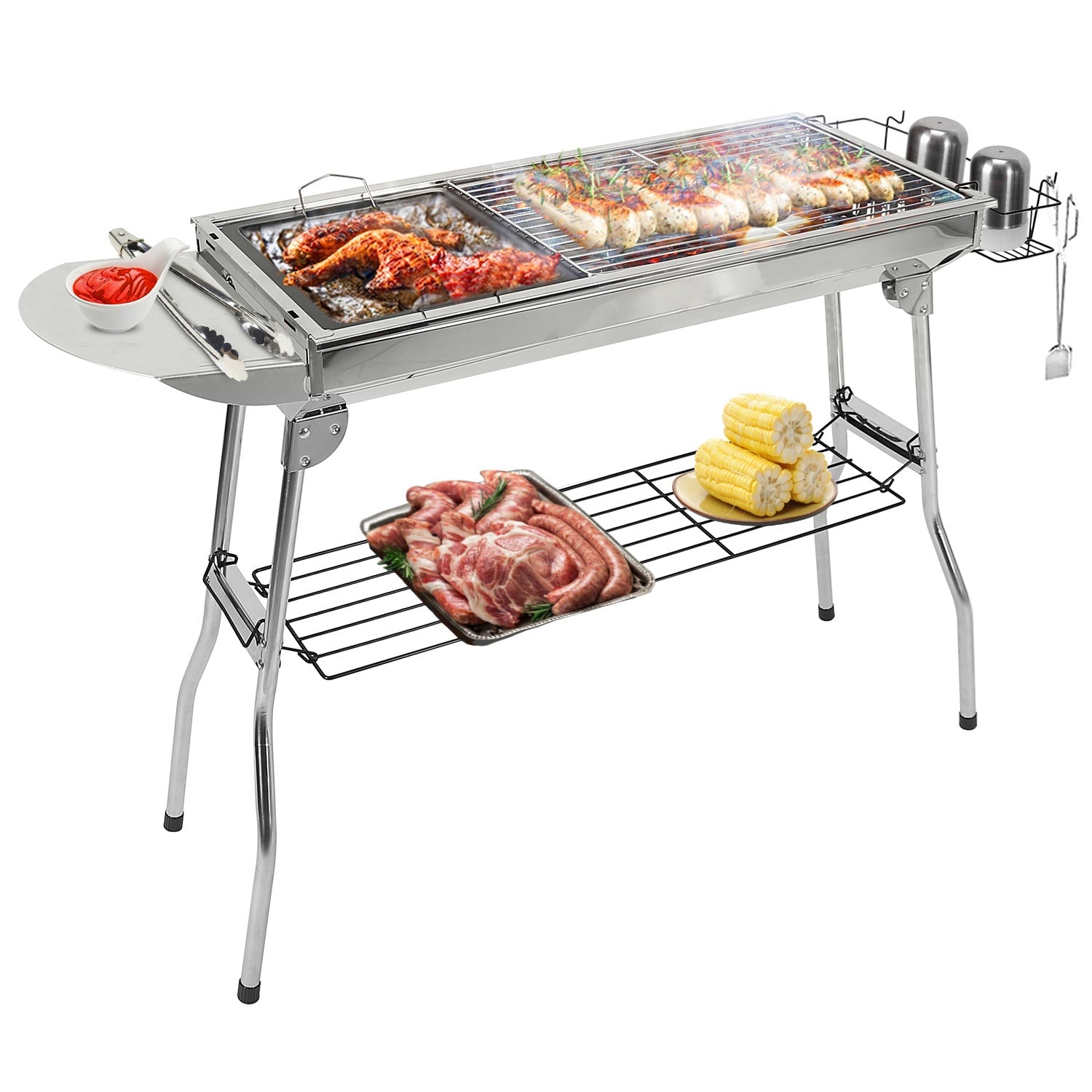 🔥 1Pc Foldable Stainless Steel BBQ Grill