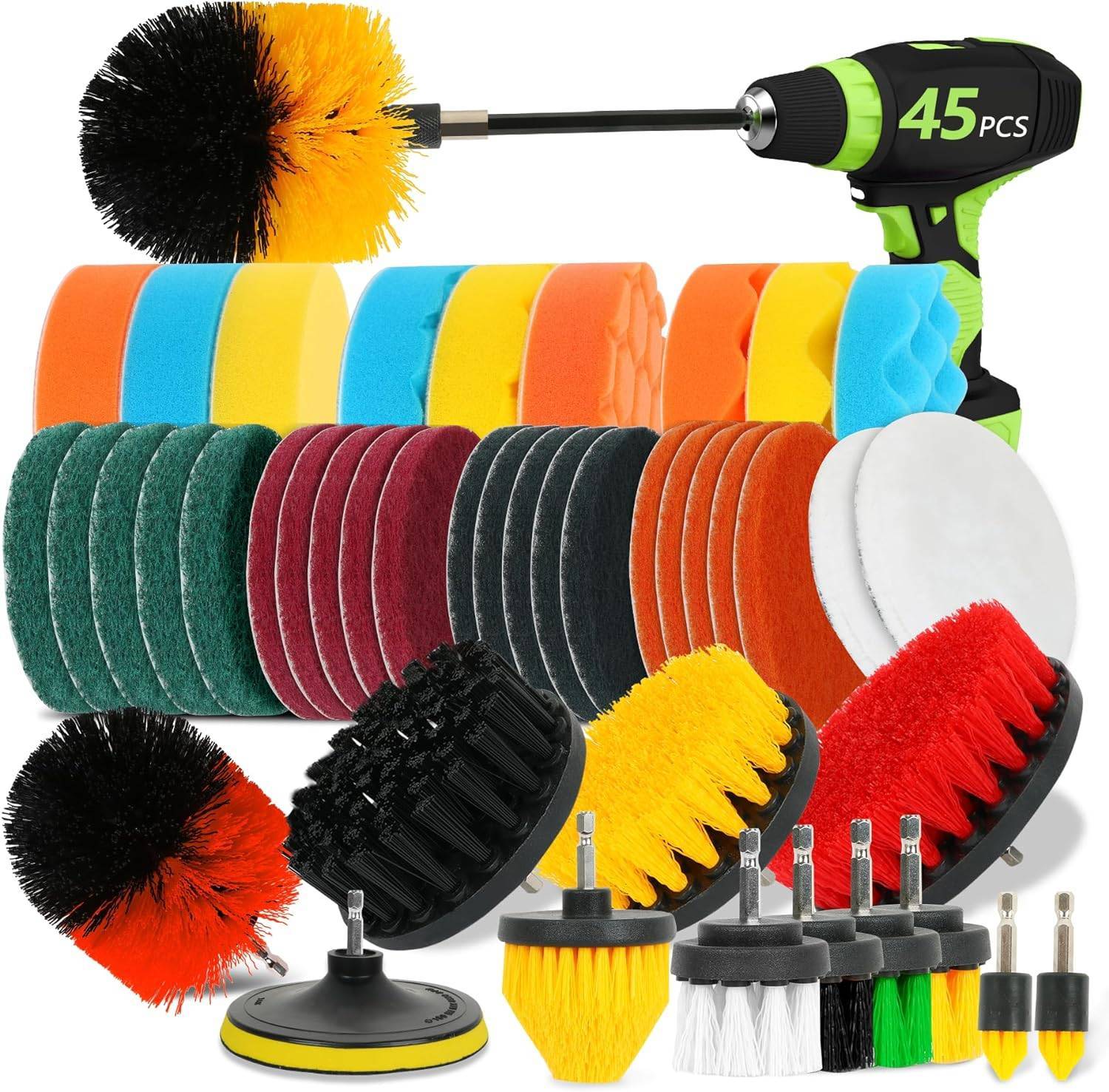 🧼 45-Piece Drill Brush Cleaning Set – All-in-One Scrubbing Kit