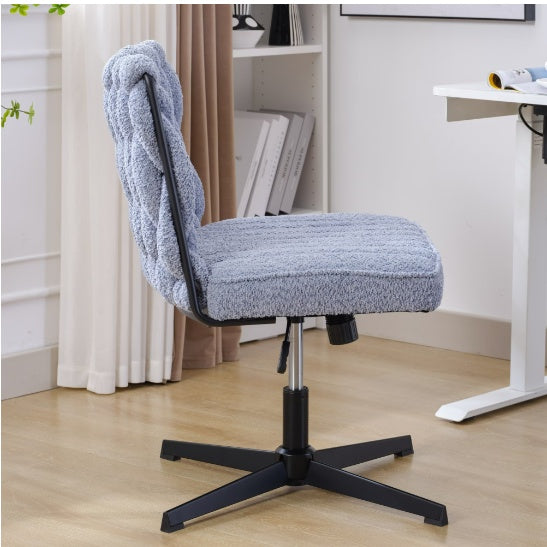 Modern Armless Office Desk Chair – Blue | Ergonomic, No Wheels