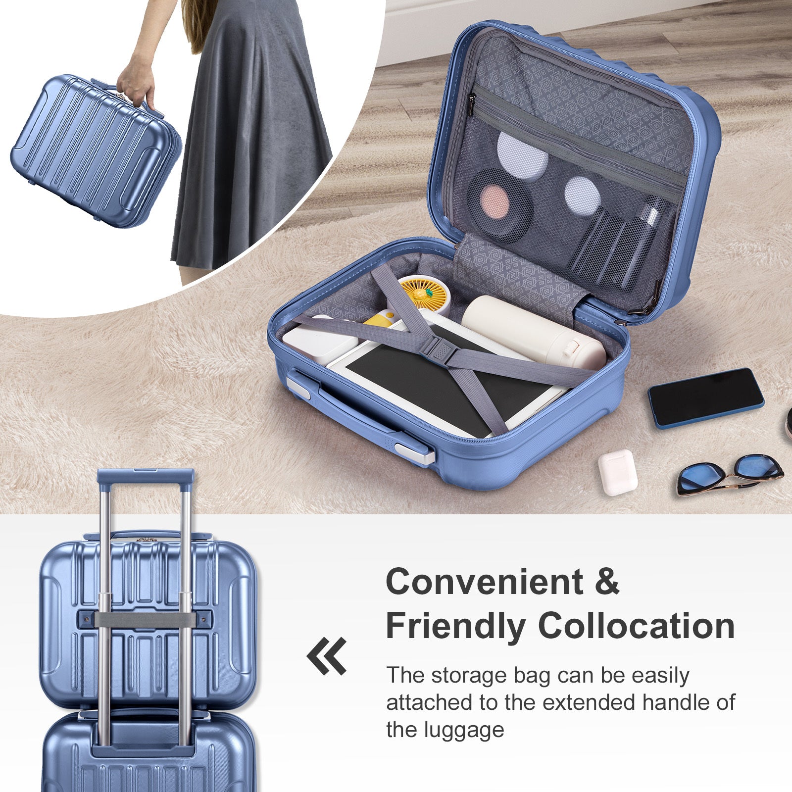 ✈️ Two-Piece Luggage Set – 20" Expandable Carry-On + 14" Travel Cosmetic Case