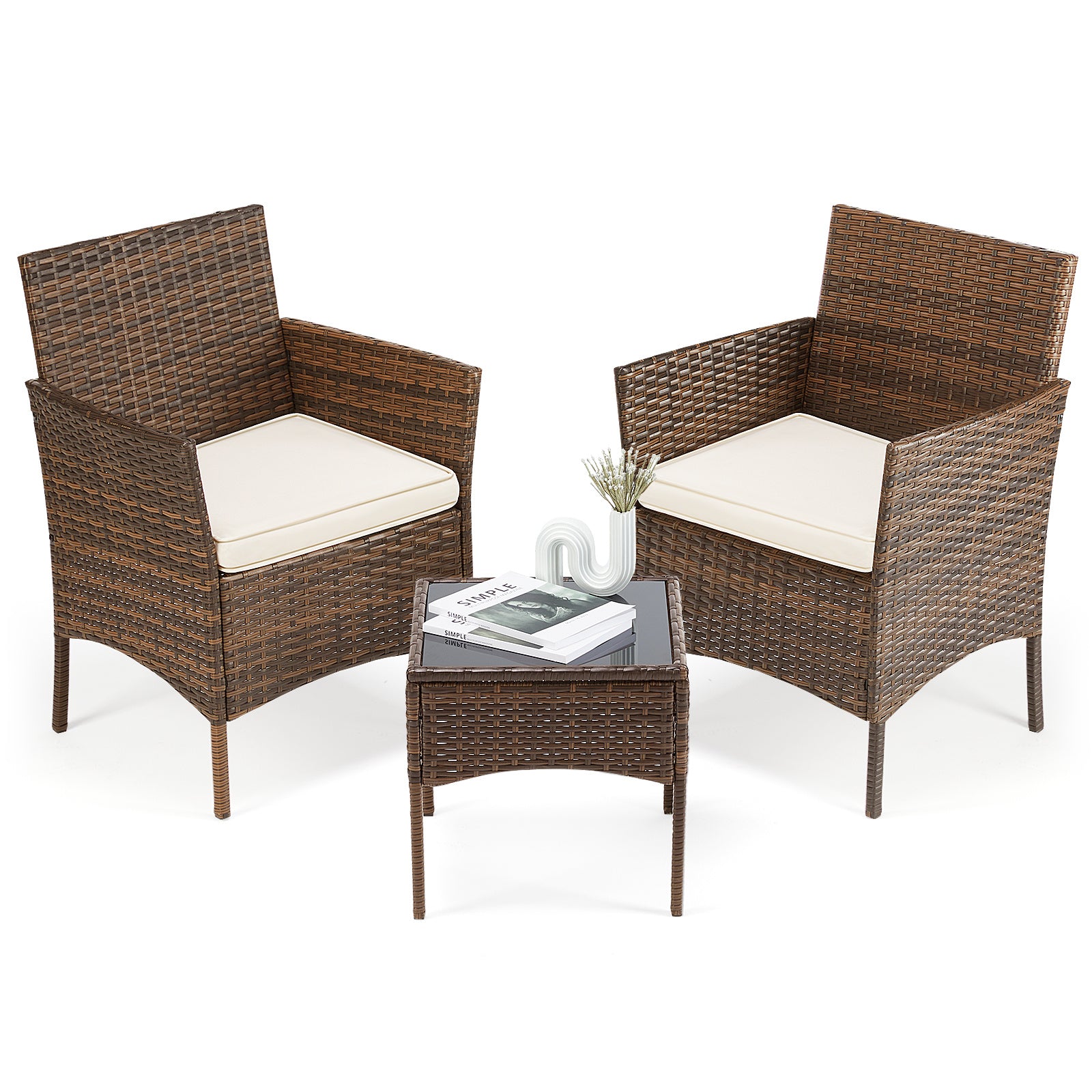 🌿 4-Piece Outdoor Patio Furniture Set with Glass Table