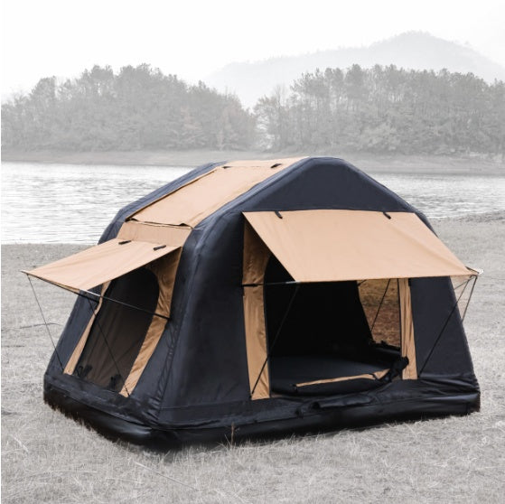 Amazing Foldable 2–3 Person Amphibious Inflatable Rooftop Tent – Khaki & Black