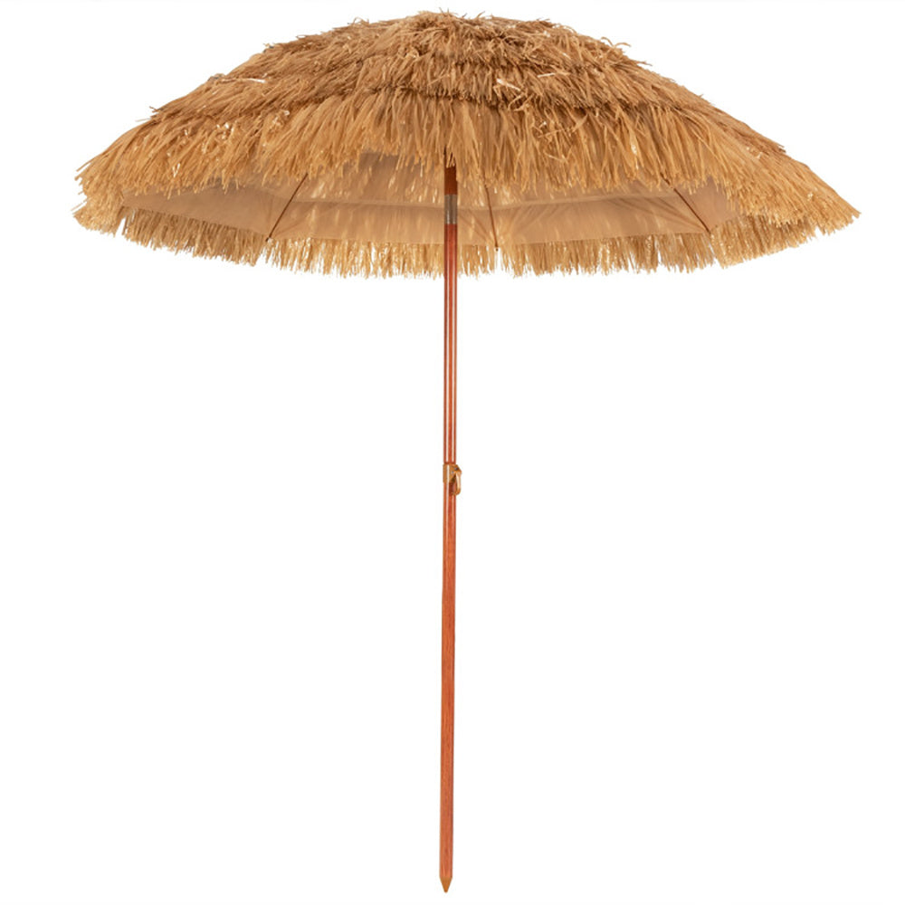 🏖️ 6.5ft Khaki Tiki-Style Beach Umbrella with Tilt Function