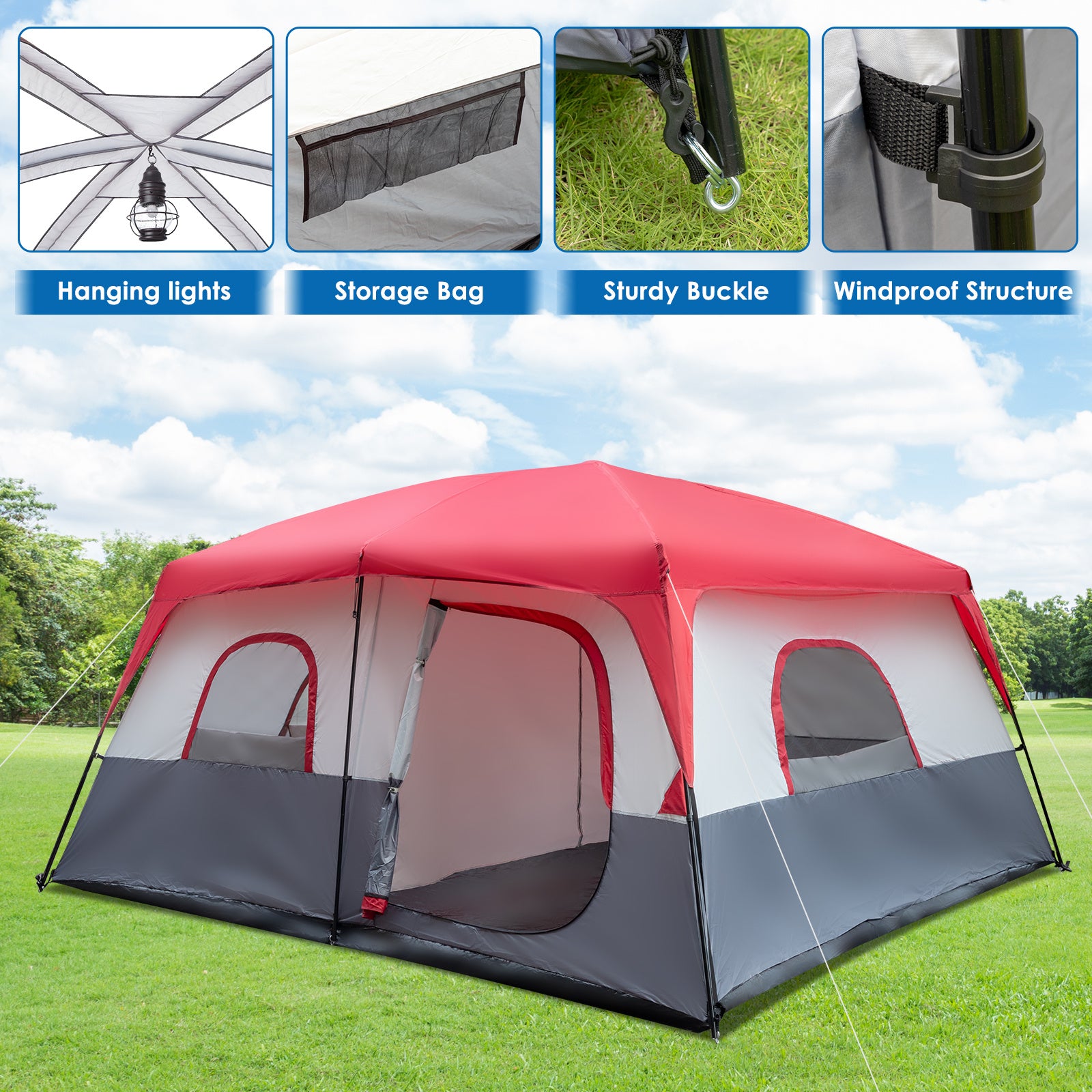 🏕️ 14-Person Family Cabin Tent – Spacious, Durable & Easy to Set Up