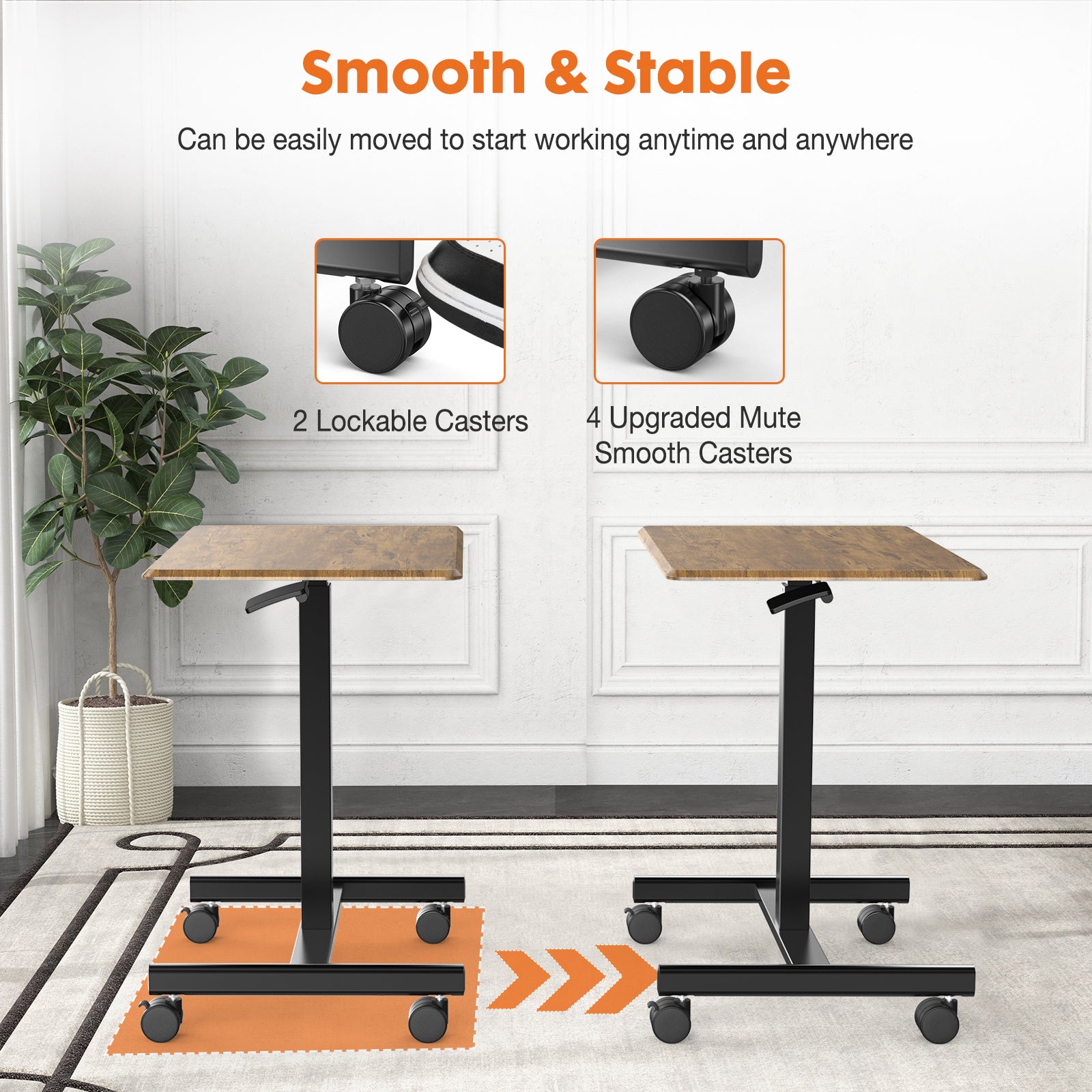 👩‍💻 Adjustable Rolling Desk Laptop Cart