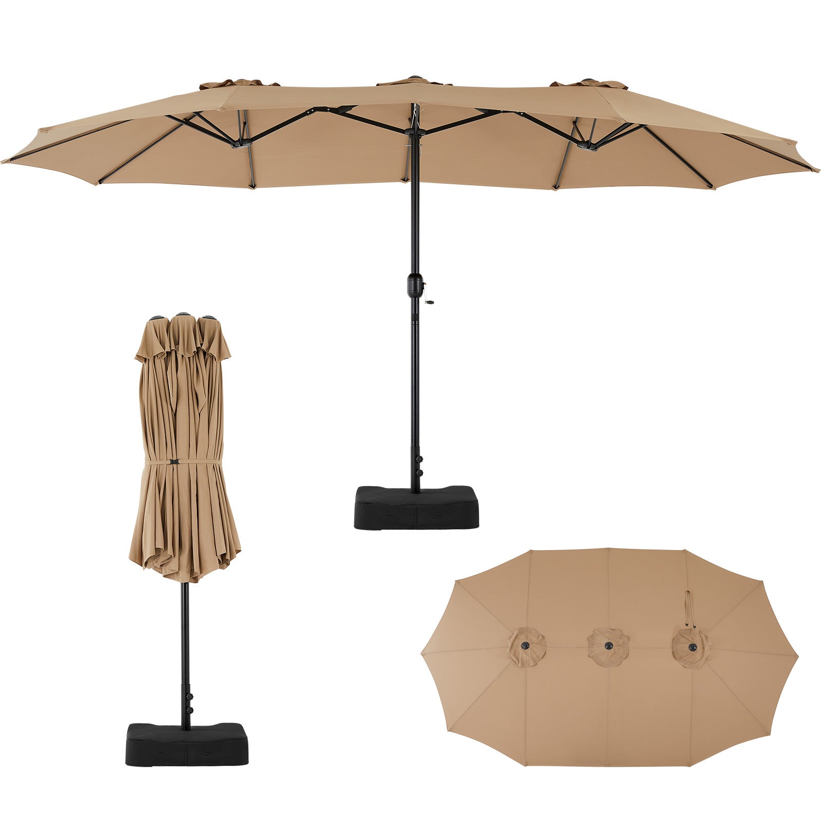 🌞 15FT Large Patio Umbrella with Base – Extra-Wide Sun Shade for Backyard, Deck, Market, or Outdoor Dining