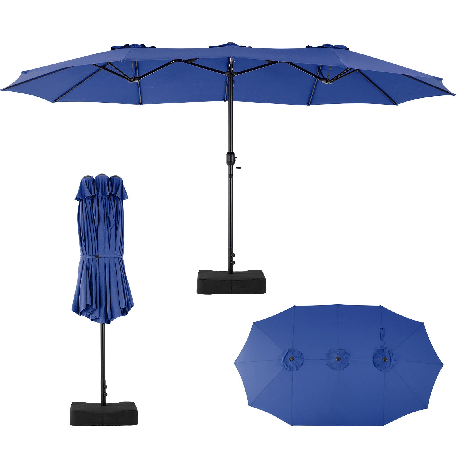🌞 15FT Large Patio Umbrella with Base – Extra-Wide Sun Shade for Backyard, Deck, Market, or Outdoor Dining