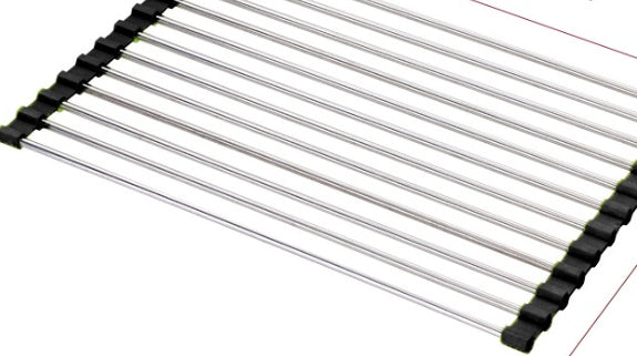 🍽️ Folding Kitchen Sink Rack – Stainless Steel Roll-Up Dish Drying Rack