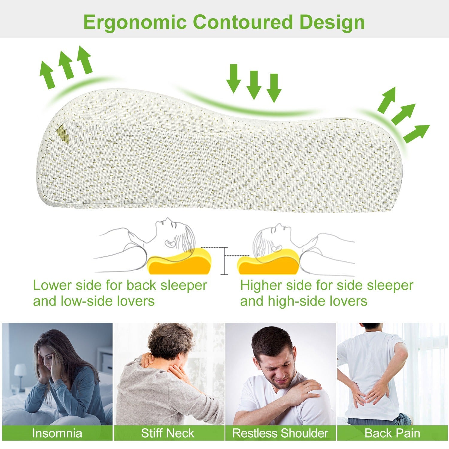 🌿 Bamboo Fiber Memory Foam Pillow – Ergonomic Support