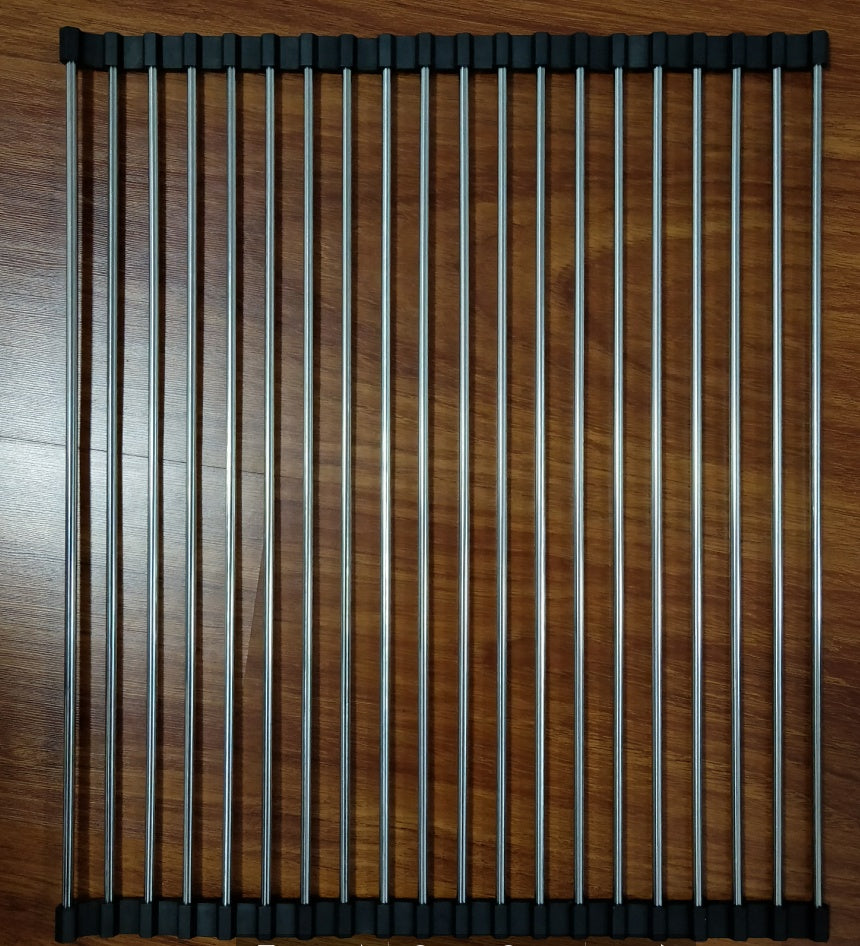 🍽️ Folding Kitchen Sink Rack – Stainless Steel Roll-Up Dish Drying Rack