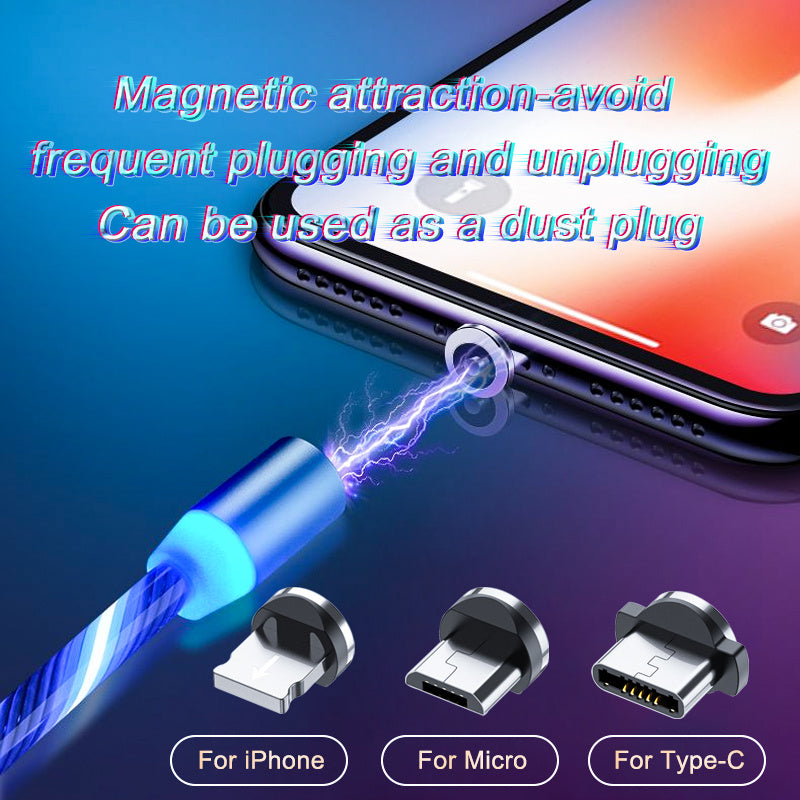 ⚡ LED Magnetic Fast Charging Cable for Smartphones – Micro USB / Type-C