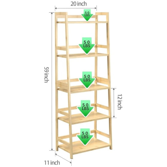 📚 5-Tier Bamboo Bookshelf – Modern, Durable & Multi-Purpose