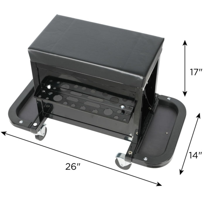 3-Drawer Rolling Repair Tool Box with Mechanic Seat – Heavy-Duty