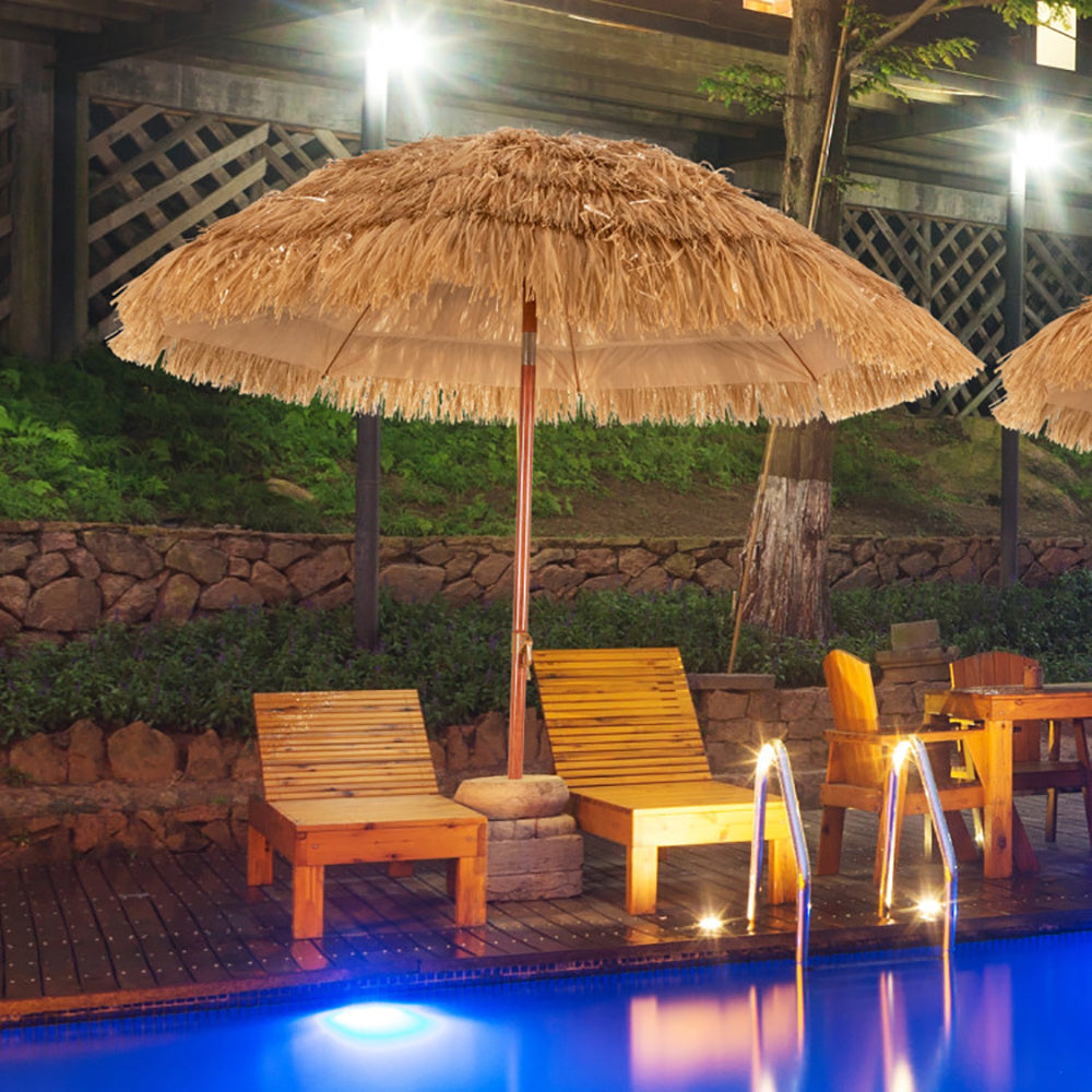 🏖️ 6.5ft Khaki Tiki-Style Beach Umbrella with Tilt Function