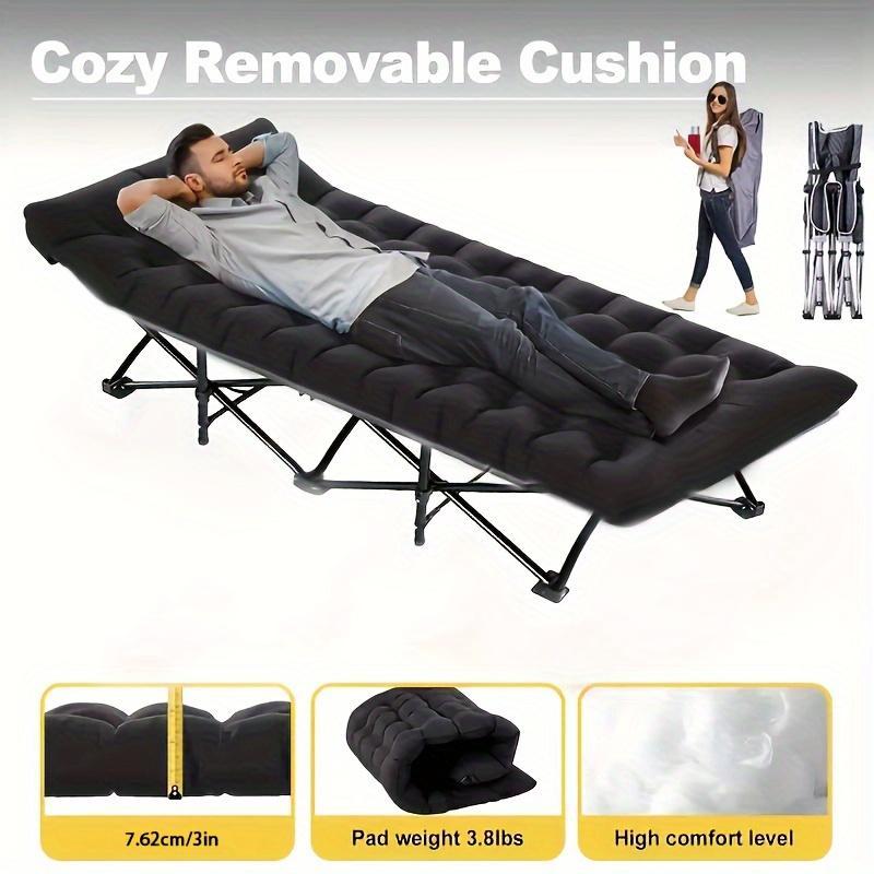 🛏️ Premium Black Heavy Duty Foldable Camp Cot with Storage Bag