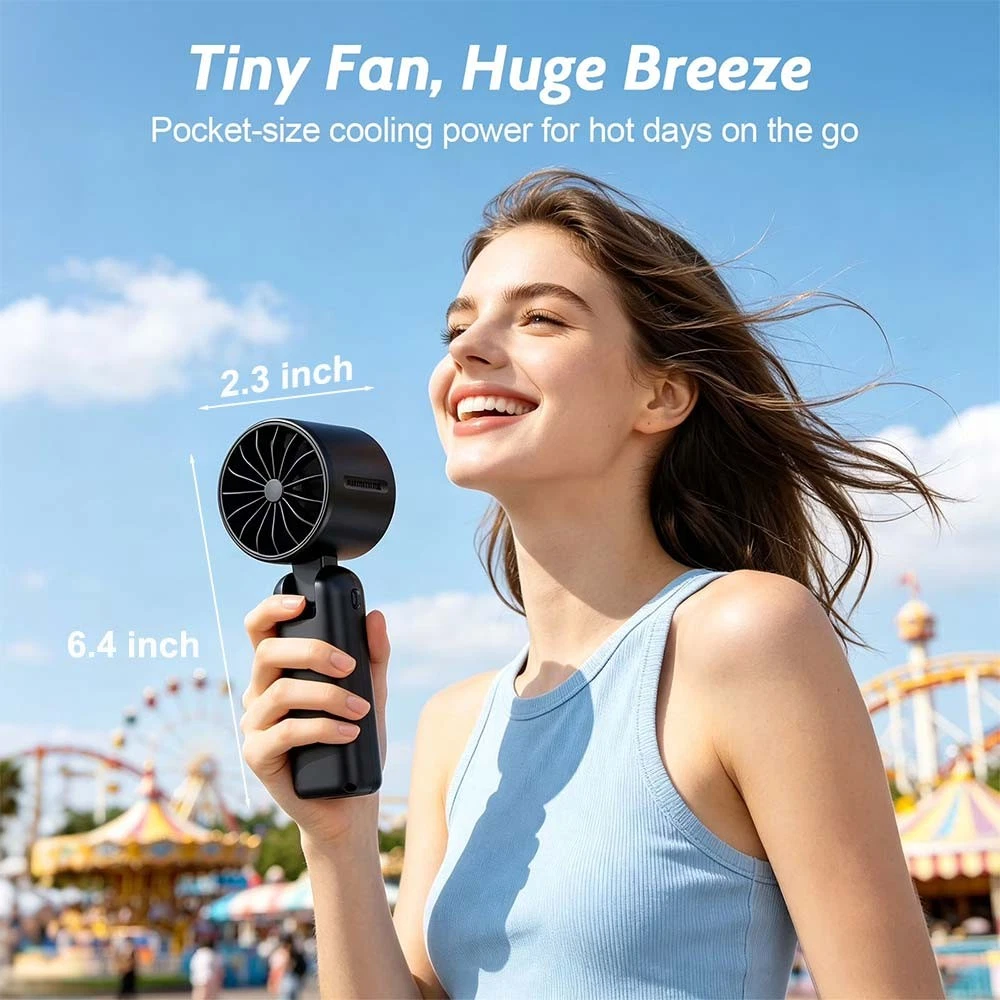 ❄️ Handheld Fan with Ice Cooling – Rechargeable High-Speed Personal Cooling Fan