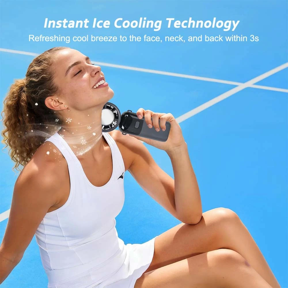 ❄️ Handheld Fan with Ice Cooling – Rechargeable High-Speed Personal Cooling Fan