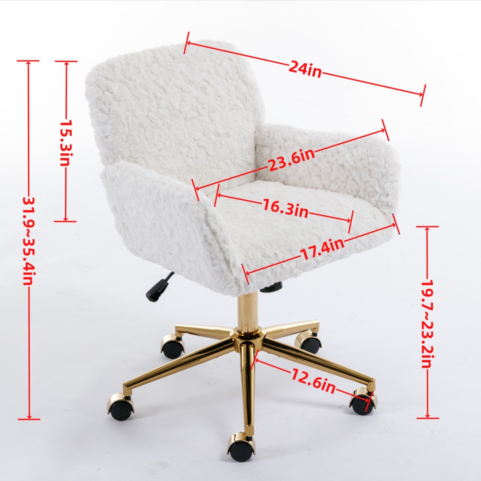 A&A Furniture Adjustable Home Office Chair – Cozy Furry Beige