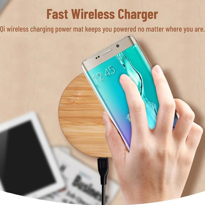 Bamboo Wireless Charging Pad – Eco-Friendly Fast Charger for Smartphones