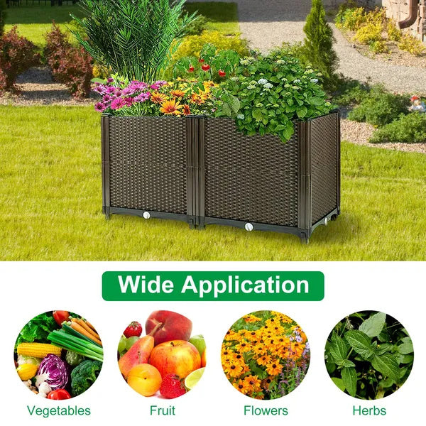 Garden & Patio Balcony Elevated Planter Box - For Flowers, Vegetables & Herbs