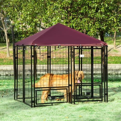 🐶 PawHut 5' x 5' Outdoor Welded Steel Dog Kennel