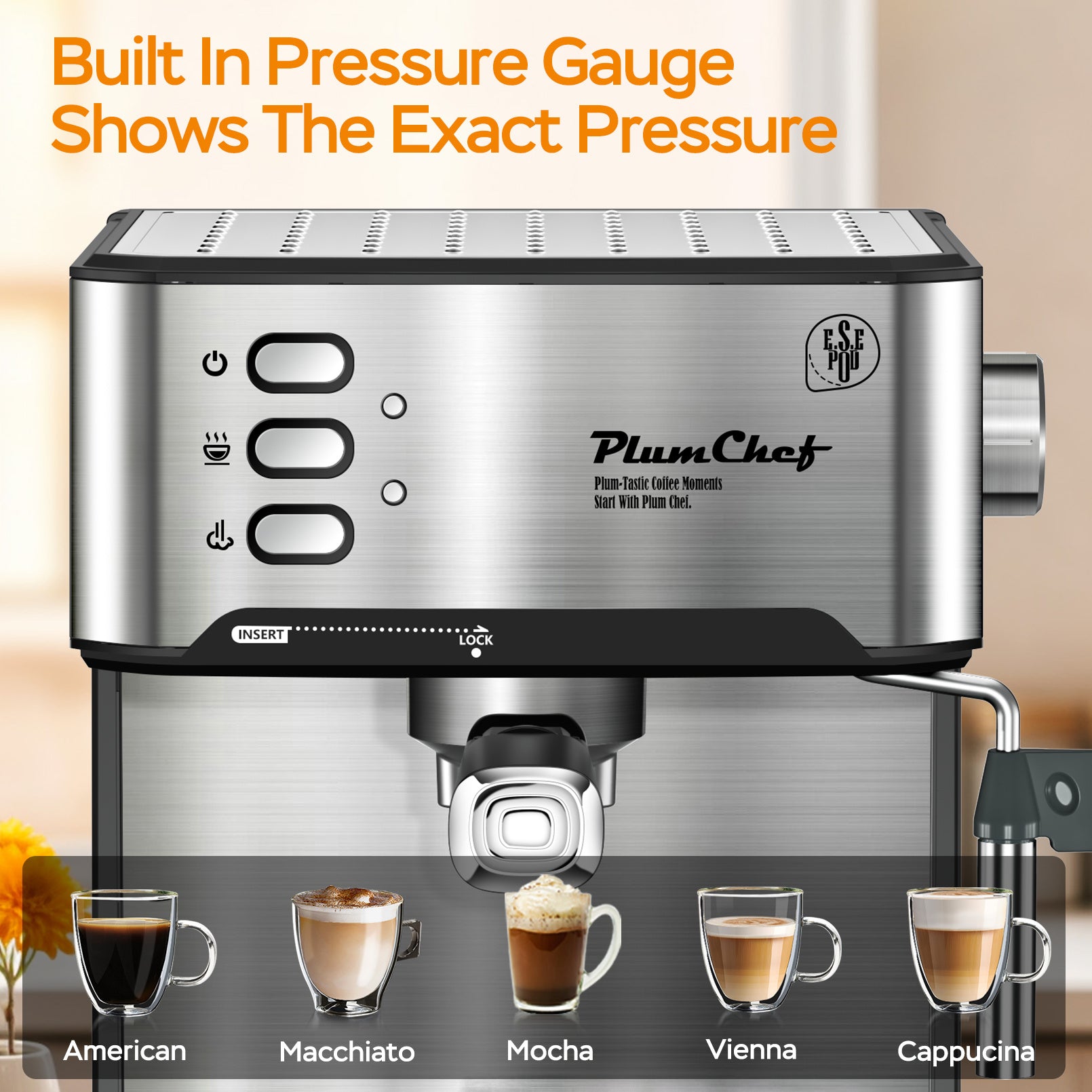 ☕ Vintage-Style 20-Bar Espresso Machine – Customizable Coffee, Professional Results