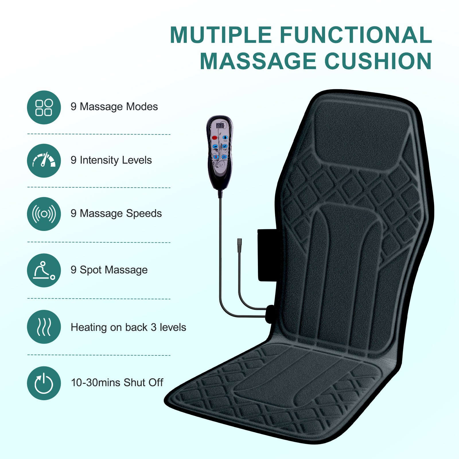 9-Mode Heated Massage Chair Pad