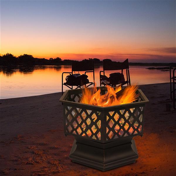 🔥 22-Inch Hexagonal Iron Fire Pit – Red Copper Finish