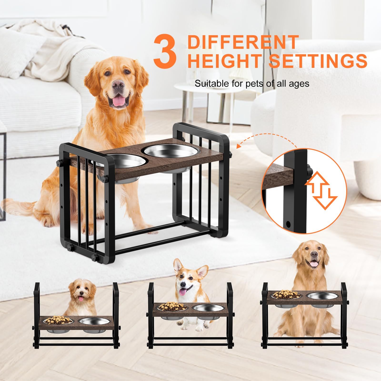 H-shaped Iron Frame Lifting Dog Bowl